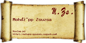 Mohápp Zsuzsa névjegykártya